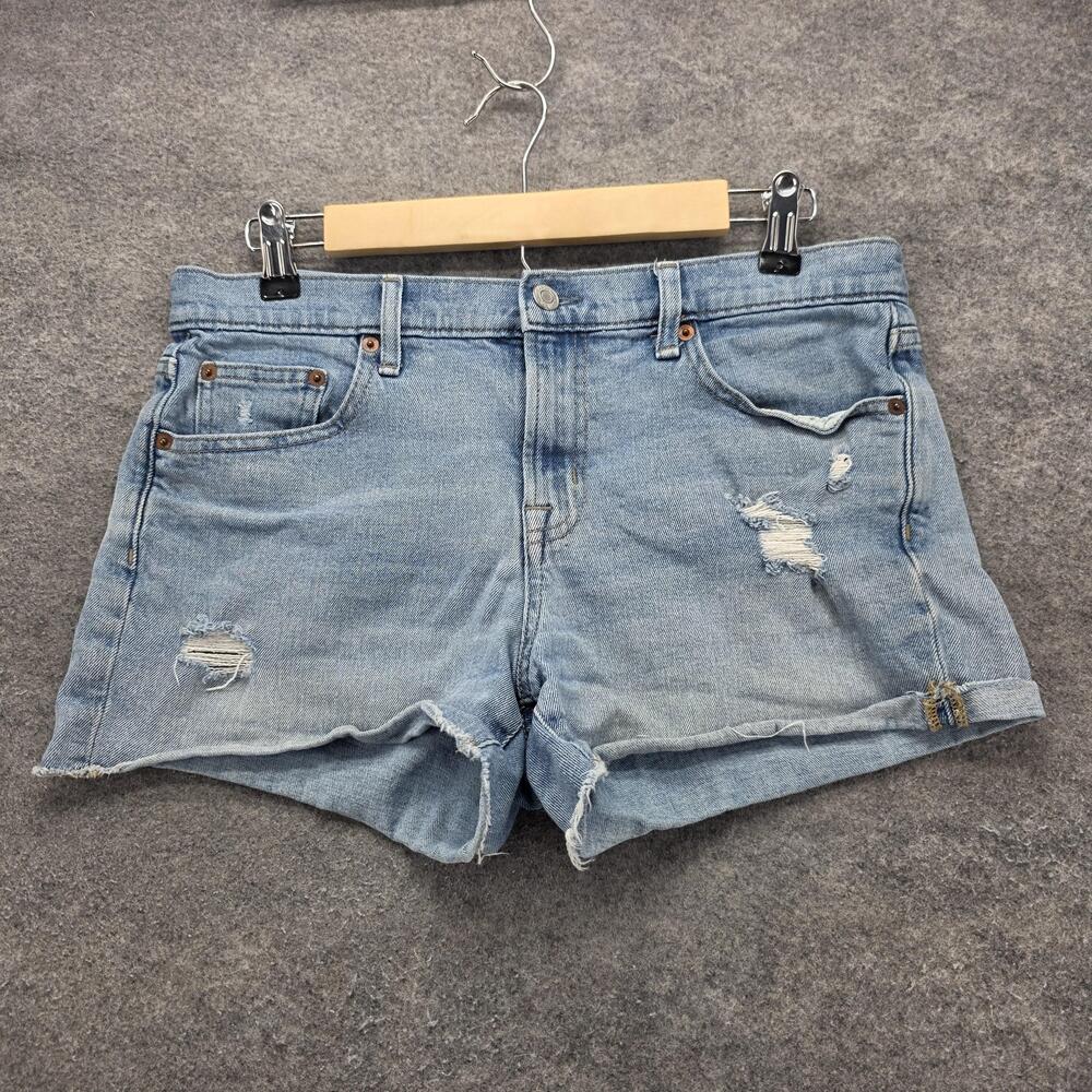 GAP Denim Shorts Womens 28 Blue Distressed High Rise 3 Inch Short Raw Hem Summer
